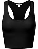 FPT Womens Basic Sleeveless Racerback Crop Tank Top BLACK M