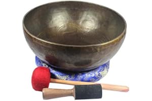 Buddha Figure Carved 14 Inch Tibetan Handmade Carving Singing Bowl
