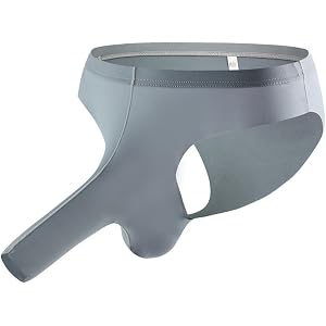 Men's Sexy Open Elephant Trunk Thong Silky Traceless Ice Silk Underwear | Men's Cock Cage Panties Halloween Bdsm Cosplay Siss