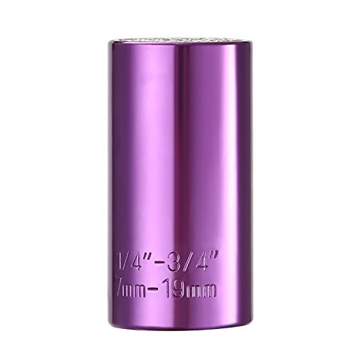 OCGIG 7-19mm(1/4"-3/4") Universal Socket with Metric Wrench Power Drill Adapter Socket Professional Repair Tool,Multi-Function Gator Socket Adapter,Purple,Handyman's DIY Perfect Gift