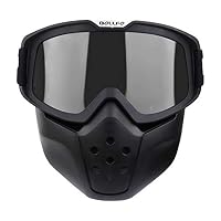 Carperipher Motorcycle Goggles Mask Detachable, Motocross Goggles with Removable Face Mask for Men & Women Helmet Dirt Bike ATV Off Road Riding, with UV 400 Protection, Windproof, Anti-Glare Lenses