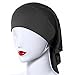 Ksweet 4pcs Stretch Elastic Hijab Cap for Women Summer Underscarf Tube Cap Head Cover Scarf (Black+Grey+Light Brown+KQ)
