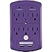 Surge Protector, Electronics Charging Station, 6 Outlet 2 USB Port Wall Adapter with Safety Indicator Lights -Purple- by Office + Style