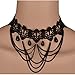 SUMAJU Lace Choker Necklace,Elegant Black Collar Fabric Handmade Tassel Beads Resin Necklaces