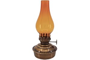Vermont Lanterns Brass Mini Small Oil Lamp 6.5" (Antique with Amber Glass)