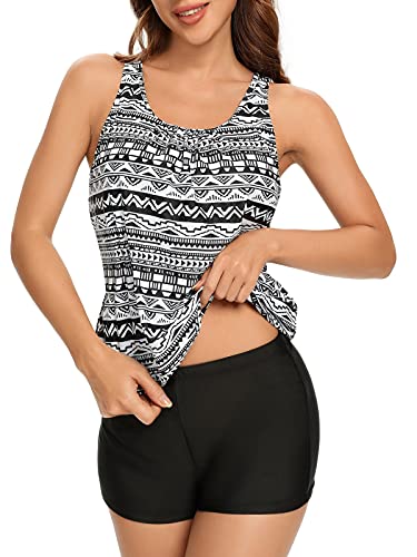 BIKINX Blouson Tankini Swimsuits for Women Tummy Control Bathing Suits Maternity 2 Piece Swim Suits with Boyshorts