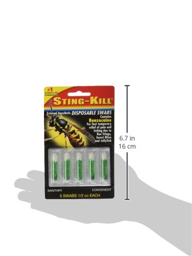 Sting-Kill First Aid Anesthetic Swabs, Instant Pain + Itch Relief From Bee Stings and Bug Bites, 5-count (pack of 3)