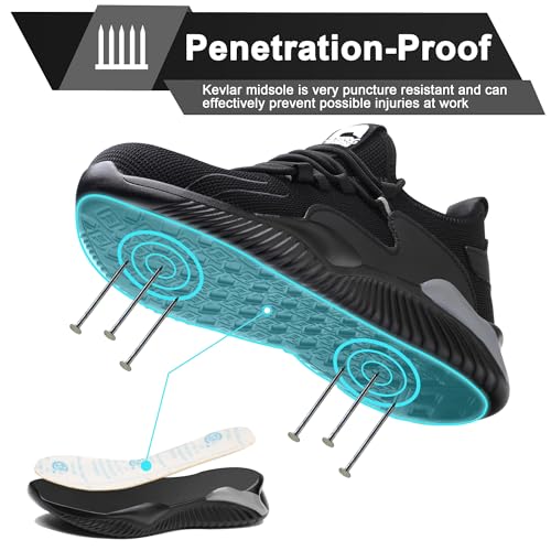 Safety Shoes for Men Women Work Shoes with Steel Toe Lightweight Safety Shoes Comfortable Safety Sneakers 36-46EU