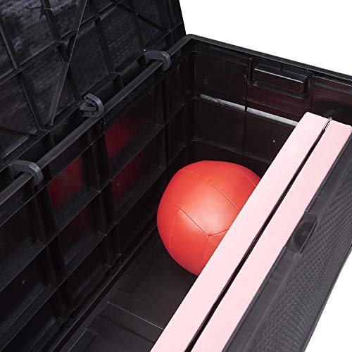 HYD-parts Black Patio Storage Bench Indoor/Outdoor Deck Box, Garden Storage Plastic Container Bench Box 120 Gallon - Thumbnail 3