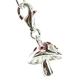 Sterling Silver 3-D Mushroom Enamel European Style
