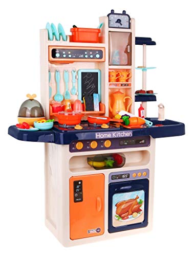 Ramiz Kinder Rollenspiel - Spielküche Kinderküche Spielset mit Spielzeug Lebensmittel, Zubehör, Wasserhahn mit Wasser-Pump-Funktion, Ton und Lichteffekte - 65 Teile – Bild 3