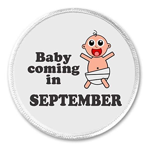 A&T Designs Baby Coming in September 3" Sew On Patch Pregnant Pregnancy Mom Dad