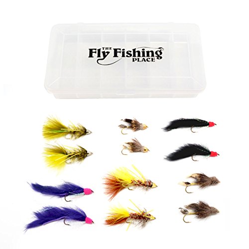 UPC 817051017136, Streamer Trout Fly Assortment - Essential Bass and Big Trout Streamers Fly Fishing Flies Collection - 1 Dozen Size 4 and 6 - Flies with Fly Box