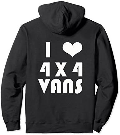 Unisex I LOVE 4X4 VANS BACK PRINT PULL OVER HOODIE, HOODED SWEATER Small Black