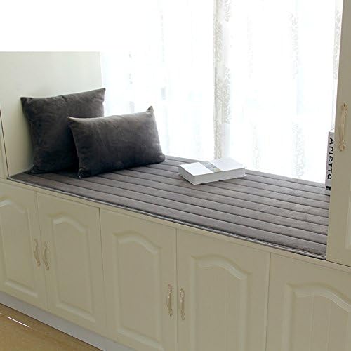 Bay window cushion,Window sill cushion cover seats sill pad plush non-Slip tatami thick living room bedroom balcony -E 60x180cm(24x71inch)