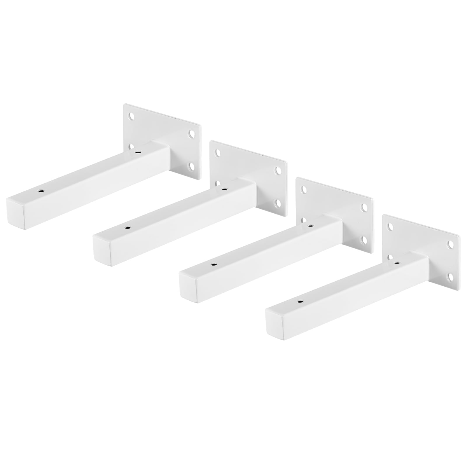 uxcell Floating Shelf Brackets, 4pcs 6"(150mm) Industrial Metal Brackets for Shelves Wall Mounted Shelf Supports, White