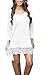 MiYang Women's Long Sleeve A-line Lace Stitching Trim Casual Dress S White