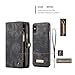 AKHVRS iPhone Xs Max Wallet Case, Handmade Premium Cowhide Leather Wallet Case,Zipper Wallet Case Detachable Magnetic Case & 11 Card Slots [Magnetic Closure] for iPhone Xs Max - Black