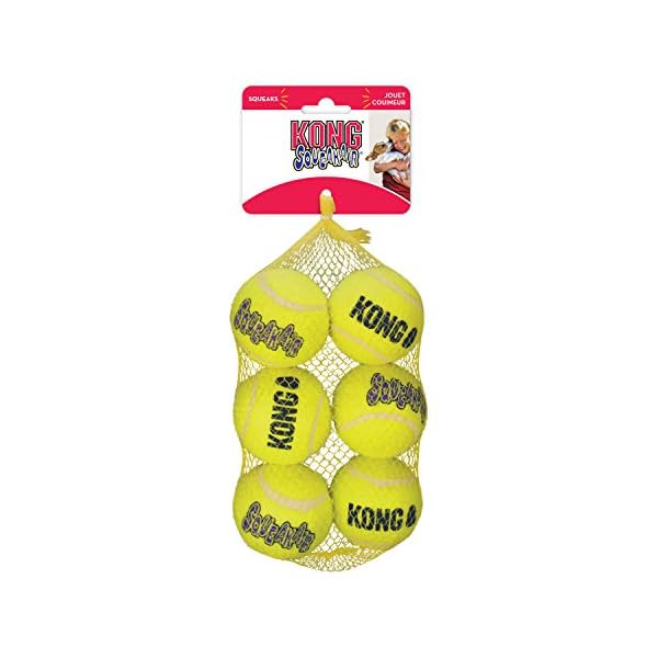 KONG - Toy Premium Squeak Tennis Balls, Gentle on Teeth - For Medium Dogs (6 Pack)