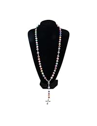 yeyulin 8 mm Aleación de arcilla polimérica Bead Rosario Collar con Colgante Cruz Virgen cristiana católica joyas