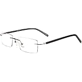 FONHCOO Blue Light Blocking Glasses Anti Blue Ray Unisex Lightweight Rimless Frameless Rectangle Computer Gaming Glasses