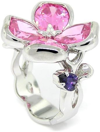 Blossom Cocktail Ring w/Pink & Amethyst CZs