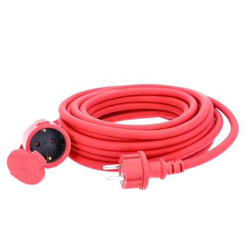 as - Schwabe Gummi-Verlängerungsleitung – 15 m Kabel – IP44 – Rot, 60270