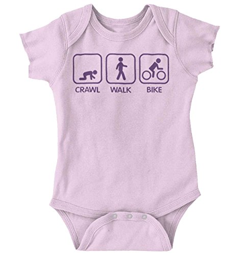 Crawl Walk Bike Cute Funny Biking Hobby Race Bicycle Baby Onesie Bodysuit