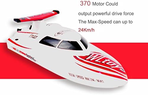 POTO RC Toys WL911 Water Boat High-Speed Ship Model 2.4GHz Toy Boat Plastic Model Remote Control Boat for Pools, Lakes and Outdoor Adventure - White
