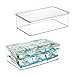 mDesign Plastic Kitchen Pantry and Fridge Storage Organizer Box Containers with Hinged Lid for Shelves or Cabinets, Holds Food, Snacks, Canned Drinks, Seasoning, Condiments, or Utensils, 2 Pack, Clear
