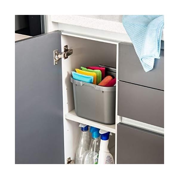 Addis 518384 Eco 100% Plastic Everyday Kitchen Food Waste Compost Caddy Bin, 4.5 Litre, Recycled Light Grey