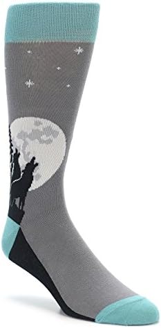 Boldsocks Wolf Howling at Moon Men's Novelty Socks (Grey Wolves)