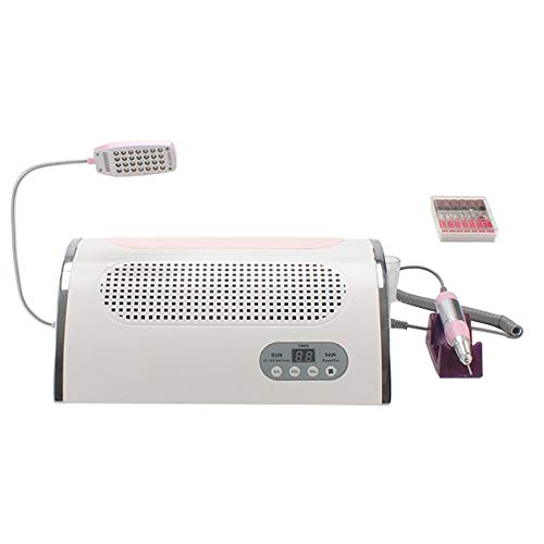 Vacuum Nail Dust Collector Cleaner 54W 3 IN 1 Multifunctional Nail Dryer Manicure Drill Machine with LED Desk Lamp,Drill Bits and Nail Drill Pen