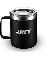 Javy Travel Coffee Mug, Stainless Steel Coffee Cup, Double Wall Insulated Coffee Mug, Coffee Tumbler with Handle and Lid for Hot & Cold Drinks, Vacuum Insulated Thermal Mug, Reusable Travel Cup 12 oz.