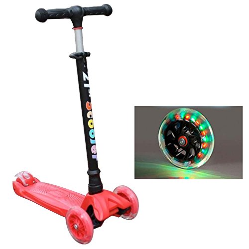 Scooters for Kids, Wide Deck 3 Wheels Scooter 4 Years and Up with T-Bar Handle 110lb Weight Limit Kick Scooter (Red)