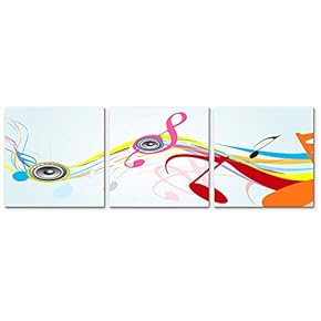 3 Panel Canvas Wall Art Music Note Pictures Home Wall Decorations for Bedroom Living Room Paintings Canvas Prints Framed - 12"x12"x3 Panels