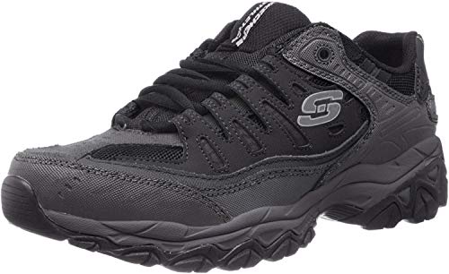 Skechers Men Afterburn Memory-Foam Lace-Up Sneaker, Black/Black, 10 W US