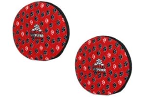 TUFFY -World's Tuffest Soft Dog Toy-Ultimate Flyer- Squeakers-Multiple Layers. Made Durable, Strong & Tough. Interactive Play (Tug, Toss & Fetch). Machine Washable and It Floats. (Red Paw 2 Pack)