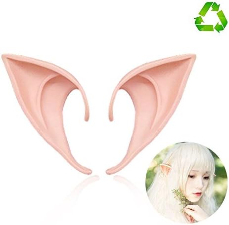 HUHUBA Elf Ear Costume Halloween Party Props, Soft Pointed Ears of Fairy Pixie for Anime Cosplay,(Orange,Size?M/L)