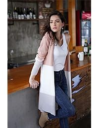 KIRUNDO Women’s Open Front Long Cardigan Strip Color Block Long Sleeves Lightweight Knit Fall Outwear Sweater Coats