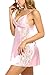 Avidlove Women's Satin Nightgown Lace Sleepwear Chemises Long Slip Pink S