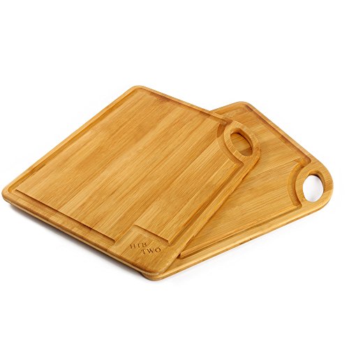 2 PCS Bamboo Cutting Board Set, Gift Box Chopping Board For Food Prep, Meat, Vegetables, Bread, Crackers & Cheese By HTB