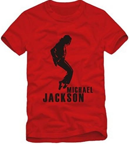 ALABAR Unisex Michael Jackson Cotton Short Sleeve Casual Tshirt Solid Color (XXL, red)