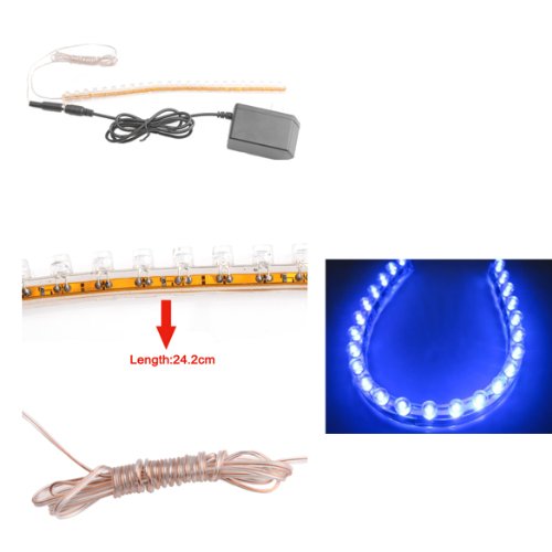 Diamondo Aquarium Fish Tank 24 LED Blue Strip Flexible Bar Light Strip Lamp With Power