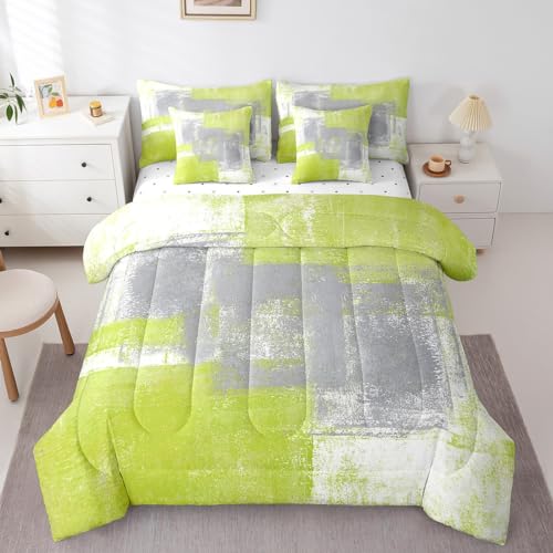 Erosebridal Lime Green Gray Comforter Set