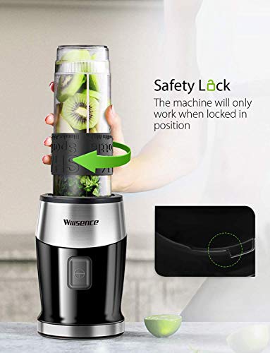 Personal Blender Smoothie Blender for Shakes and Smoothies, 24000 RPM High-Speed Mixer/Grinder System with 20 oz Sport Bottle & Travel Lid and Safe Lock, 300W, BPA-Free Willsence