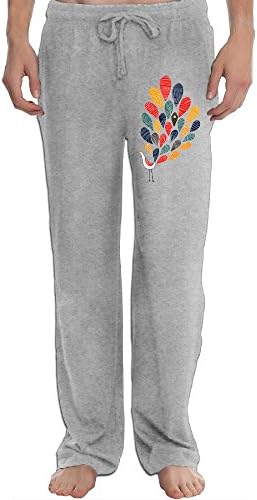 Young Men Peacock Color Tail Line Leisure Graphic Sweat Cool Sweatpants
