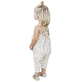 Franterd Baby Girls Straps Rompers, Kid Flower Print Jumpsuits Piece Pants Clothing (White, 2T)