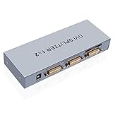 DTECH 2 Port DVI Video Splitter Dual Monitor (1 in 2 out Splits 1 Video Signal to Dual Display) up to 1080p Resolution Supports Cascade Connection