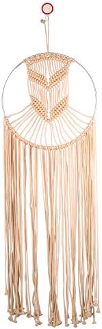 Scomer Creative Bohemian Macrame Wall Decor, Textile Ethnic BOHO Hanging Decoration, Woven Handcrafted Tapestry, Natural Cotton Off-white Cord, Metal hoop, For Home Dorm Décor (hoop)